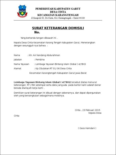 Contoh Surat Keterangan Di Bawah Naungan Yayasan Surat Keterangan