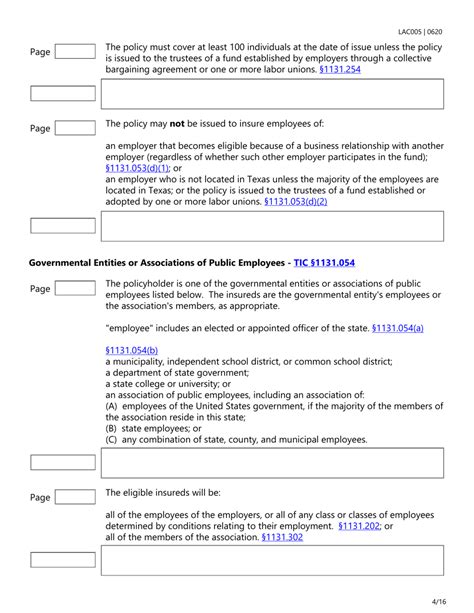 Form Lac005 Download Fillable Pdf Or Fill Online Group Life Insurance Checklist Texas