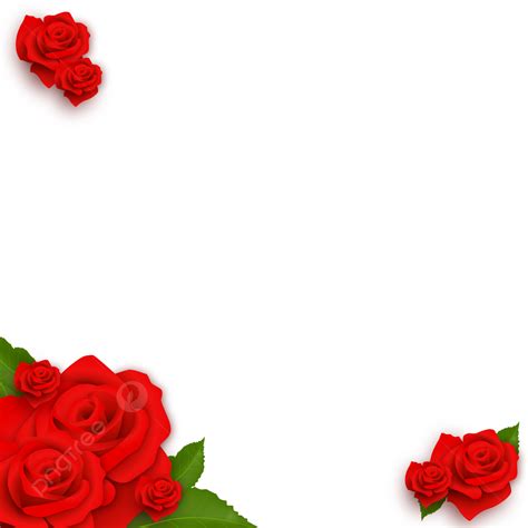 Red Rose Vector Valentine Day Flower Border, Red Rose, Valentine ...