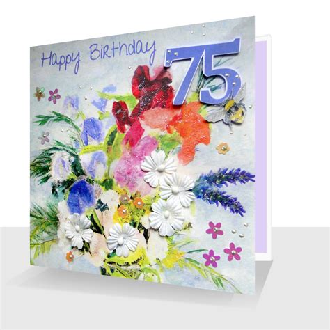 Happy 75th Birthday Card Sweetpeas