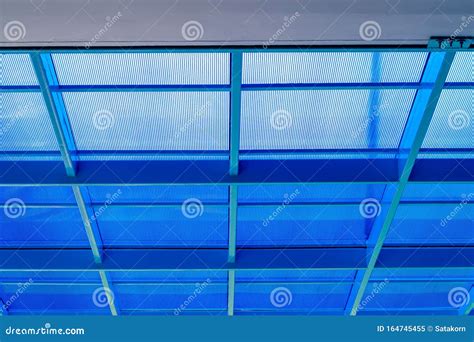 Steel Frame And Blue Polycarbonate Plastic Roof Stock Image Image Of