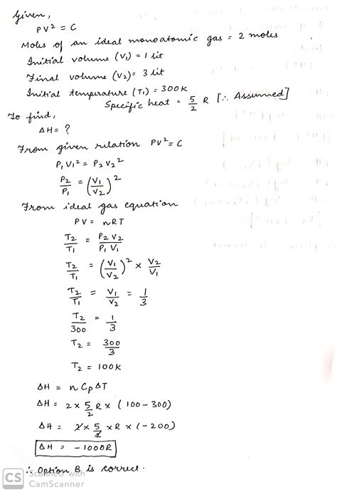 Mole Of An Ideal Monoatomic Gas Undergoes A Reversible Process Which