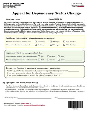 Fillable Online Appeal For Dependency Status Change Fax Email Print