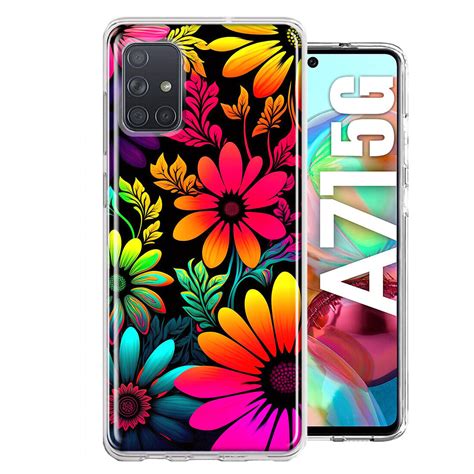 For Samsung Galaxy A71 4g Shockproof Case Neon Rainbow Abstract Flowers Ebay