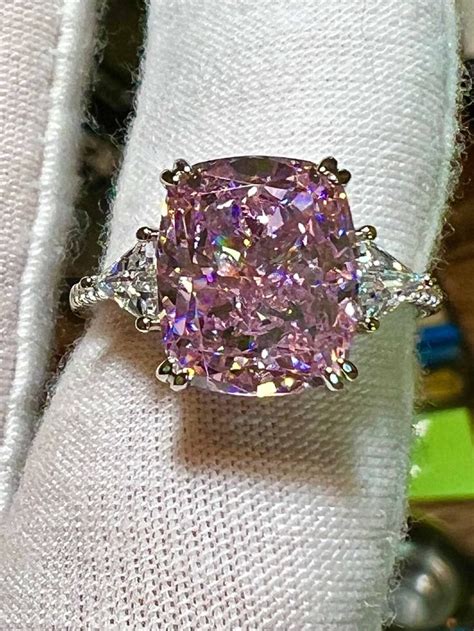 5ct Elongated Cushion Cut Pink Sapphire Lab Statement Ring Etsy