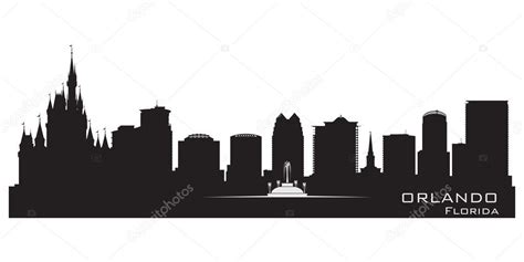 Orlando Florida Skyline Detailed City Silhouette Stock Vector By