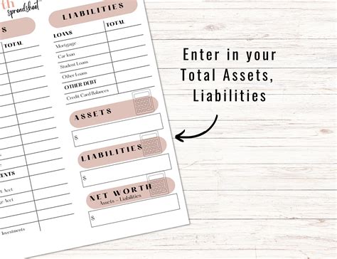 Net Worth Tracker Printable Net Worth Annual Worksheet - Etsy