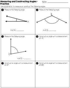 Measuring And Constructing Angles Notes And Practice Worksheet