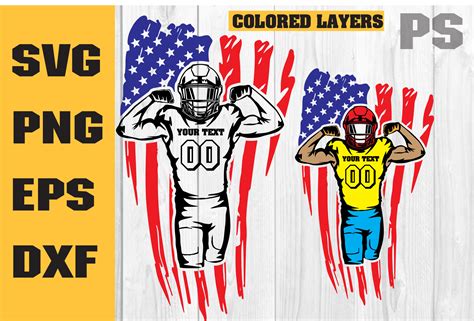 Us Football Player Svg Football Svg Colored Layers Football Etsy Canada