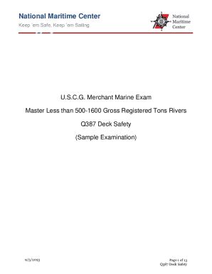 Fillable Online USCG Merchant Marine Exam Second Mate To Master Less