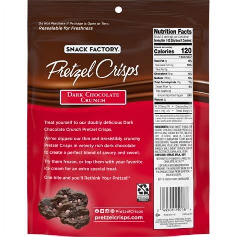 Snack Factory Pretzel Crisps Dark Chocolate Covered Pretzels Oz