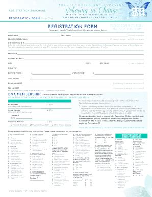 Fillable Online Dnanurse Printable Registration Form Dna