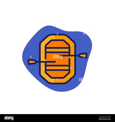 Rafting Boat Icon With Outline Stock Vector Image And Art Alamy