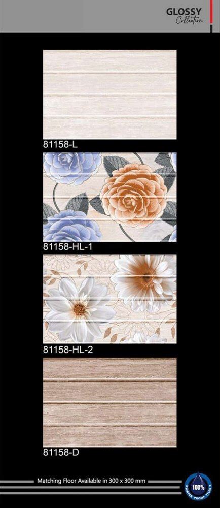 Kissa Multicolor Flower Design Wall Tiles Thickness 6 8 Mm Size