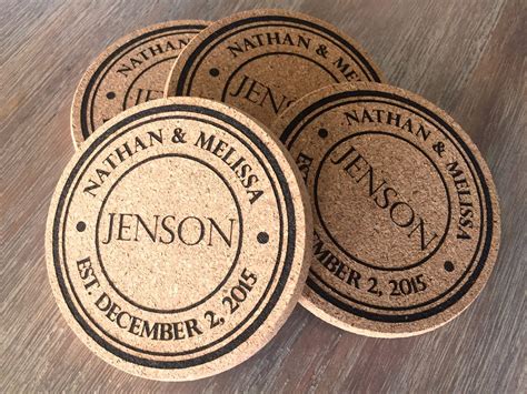 Personalized Thick Cork Coasters Set Of 4 Qualtry