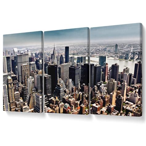 Ebern Designs Aerial View Of New York City Piece Wrapped Canvas Art