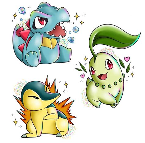 Totodile Cyndaquil Y Chikorita Pokemon - Draw-hub