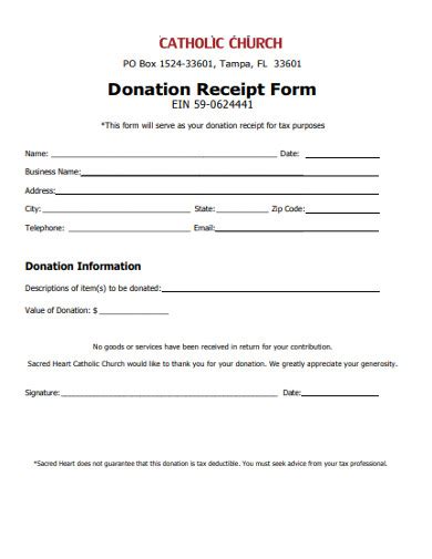 Church Donation Form Examples Format Pdf