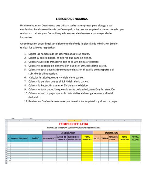 Ejercicio DE Nomina EJERCICIO DE NOMINA Una Nomina Es Un Documento