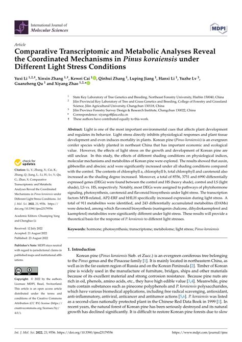 Pdf Comparative Transcriptomic And Metabolic Analyses Reveal The