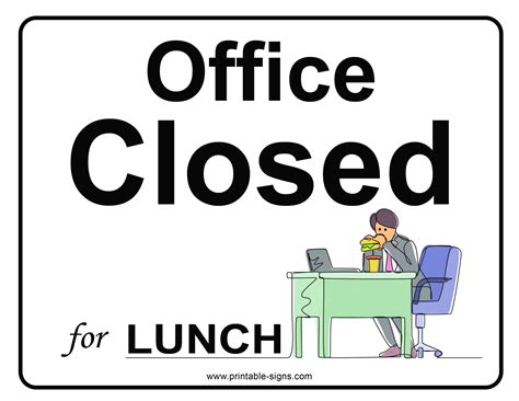 Closed For Lunch Sign Printable - Printable Word Searches