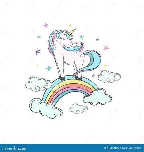 Einhorn Mit Regenbogen Vektor Abbildung Illustration Von Karte