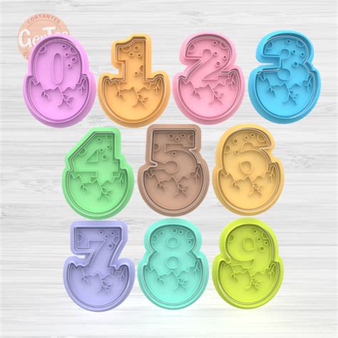 SET x10 NÚMEROS HUEVO DINO Cortante Stamp GERTEC3D