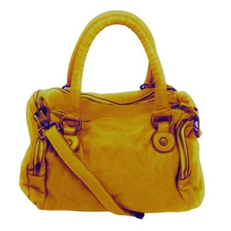 Sac Main En Cuir Italien D Lav Miss Ann Safran Jaune Cdiscount