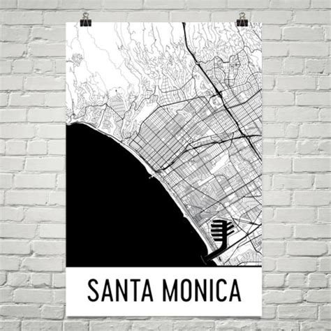 Santa Monica Map, Santa Monica Art, Santa Monica Print, Santa Monica CA ...