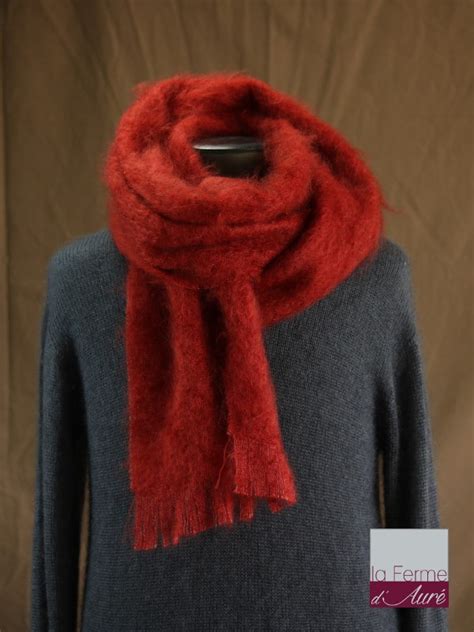 Echarpe Homme En Laine Mohair Rouge Grand Mod Le Echarpe Laine