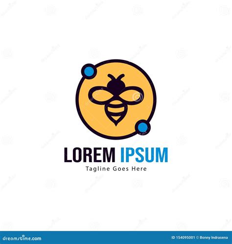 Bee Logo Template Design Minimalist Bee Logo With Modern Frame Stock