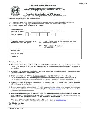 Voluntary Contribution Cpf Fill Online Printable Fillable Blank