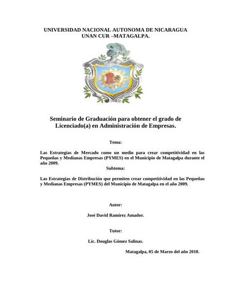 Pdf Seminario De Graduaci N Para Obtener El Grado De Las