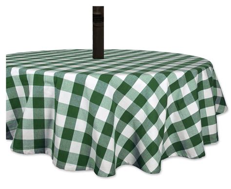 Chf Green White Check Vinyl Patio Tablecloth With Umbrella Hole And