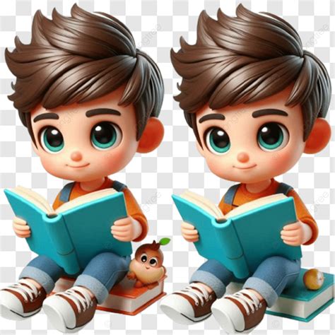 Bookboy Di Lettura Per Bambini Un Personaggio Dei Cartoni Animati D