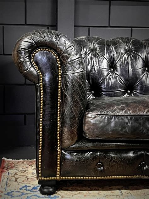 Vintage black leather Chesterfield sofa - BEAST Interiors