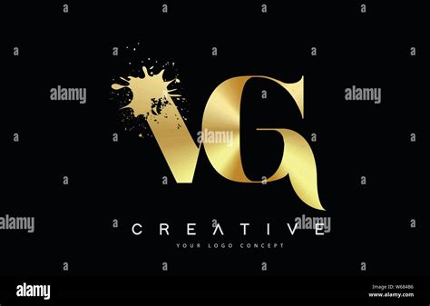 VG V G Letter Logo With Gold Melted Metal Splash Vector Design