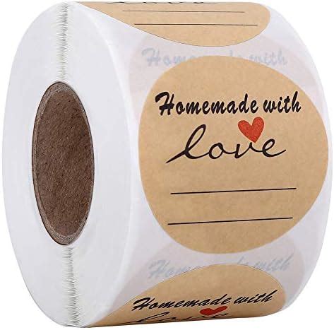 Amazon Round Kraft Homemade With Love Sticker With Lines For