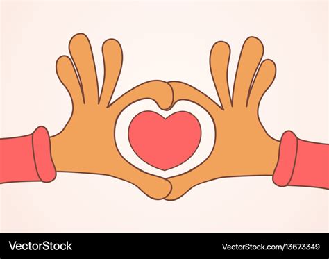 Two Hands Making Heart Sign Love Romantic Vector Image