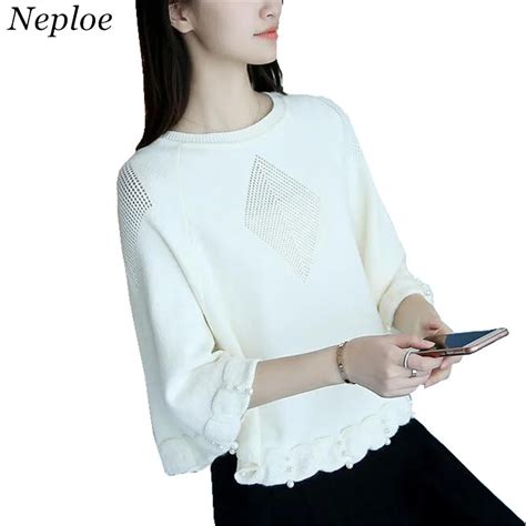 Neploe Bat Poncho Sweater 2018 Solid Beading Design Pullover Sweaters O