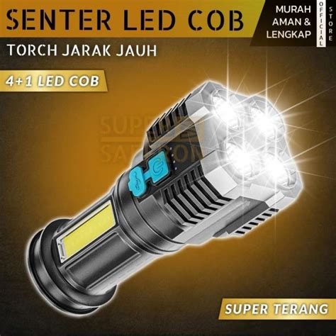 Promo LAMPU SENTER LED SUPER TERANG JARAK JAUH TORCH COB RECHARGEABLE