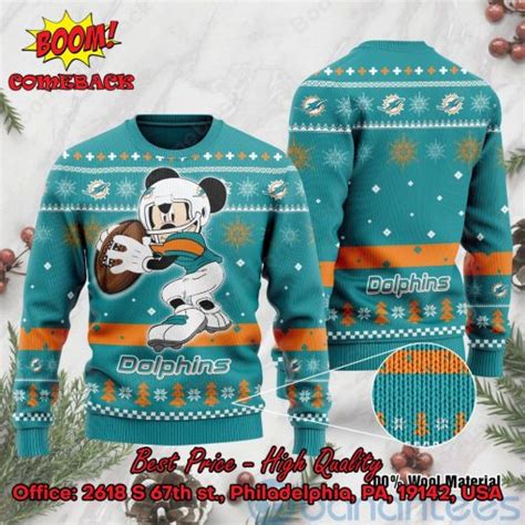 LIMITED DESIGN Miami Dolphins Mickey Mouse Ugly Christmas Sweater