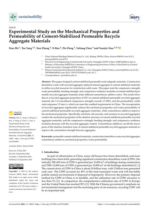 Pdf Experimental Study On The Mechanical Properties And Permeability