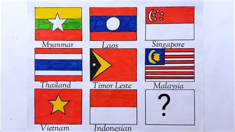 Bendera Benua Asia Asian Flag Tutorials Youtube