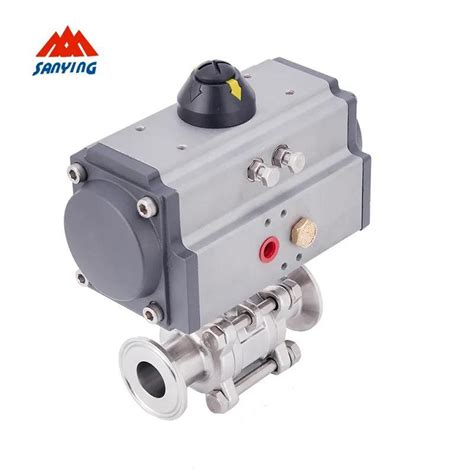 Stainless Steel 304 316l Clamp Sanitary Ball Valve With Pneumatic Actuator Ball Valve And