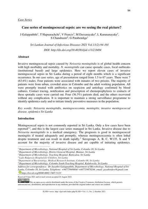 (PDF) Case series of meningococcal sepsis; are we seeing the real picture