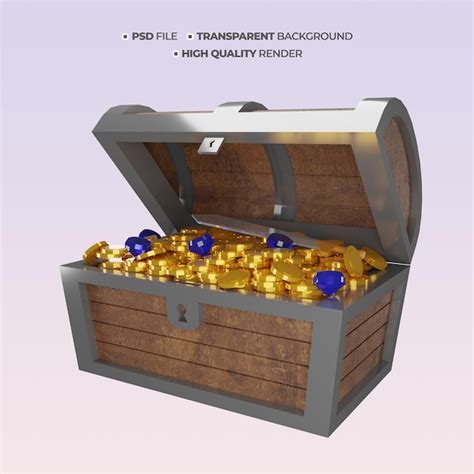 Premium Psd Psd 3d Treasure Chest With Gold Render Illustration