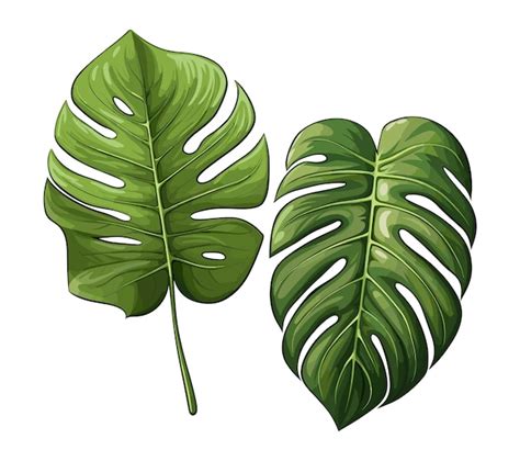 Premium Vector Big Green Leaves Of Tropical Monstera Plant Isolated