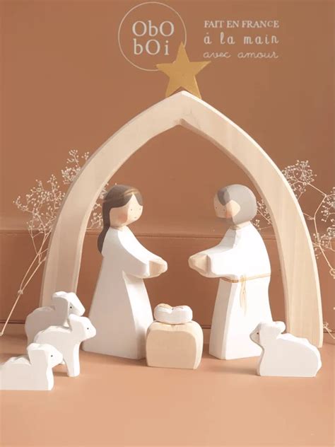 OBOBOI Pack grande crèche de Noël blanche moderne et épurée