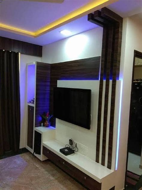 Brown And White Wall Mounted Modular Wooden Tv Unit For Home At Rs